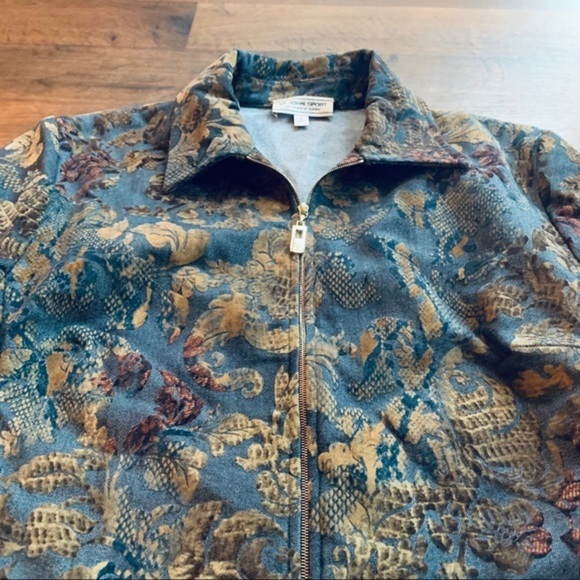 St. John Sport Floral Jacket Gray with Fall Colors - Picture 3 of 8